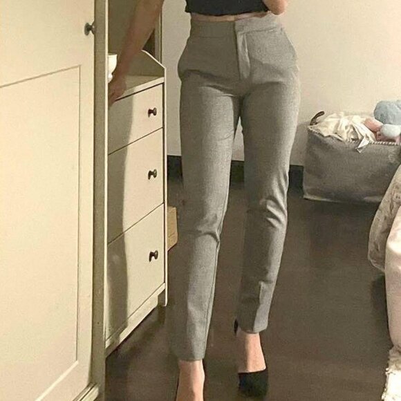 Zara Black Grey Straight Pants - Picture 1 of 5